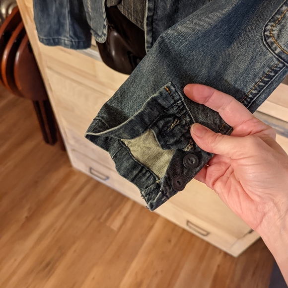 "Mexx" Ladies Super Cute Denim Blazer with Faux Pin Stripe Vest Insert - Picture 5 of 8